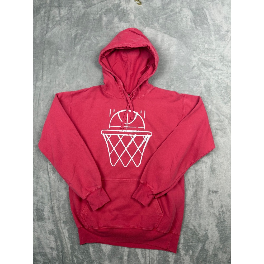 Champion Hoodie Mens Small Red Basketball Graphic Pullover Fleece Sweatshirt